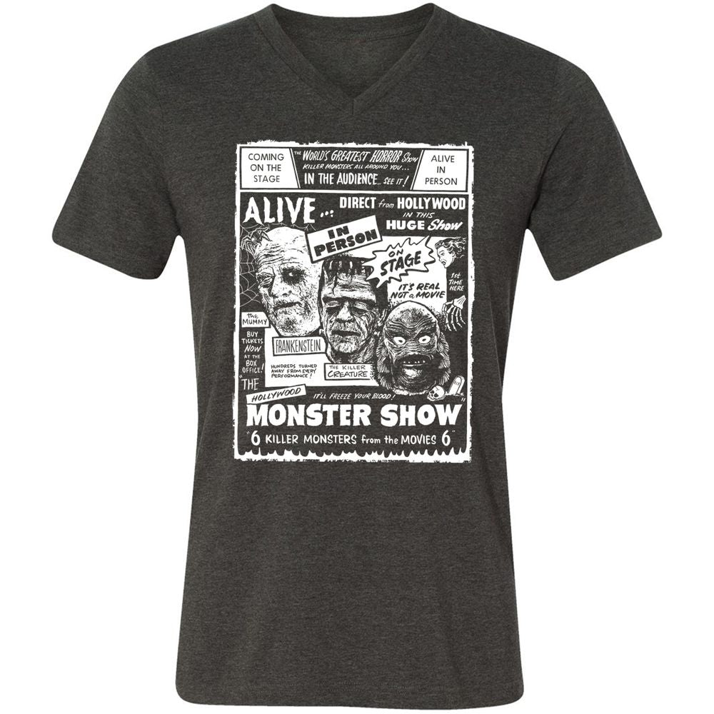 Unisex V-Neck T-Shirt - KCURS8MW - Dark Grey Heather - 8