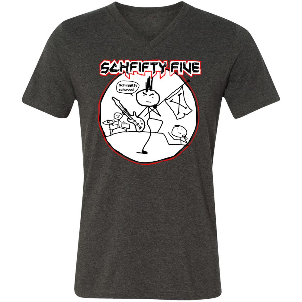 Unisex V-Neck T-Shirt - FTJEWNFN - Dark Grey Heather - 8
