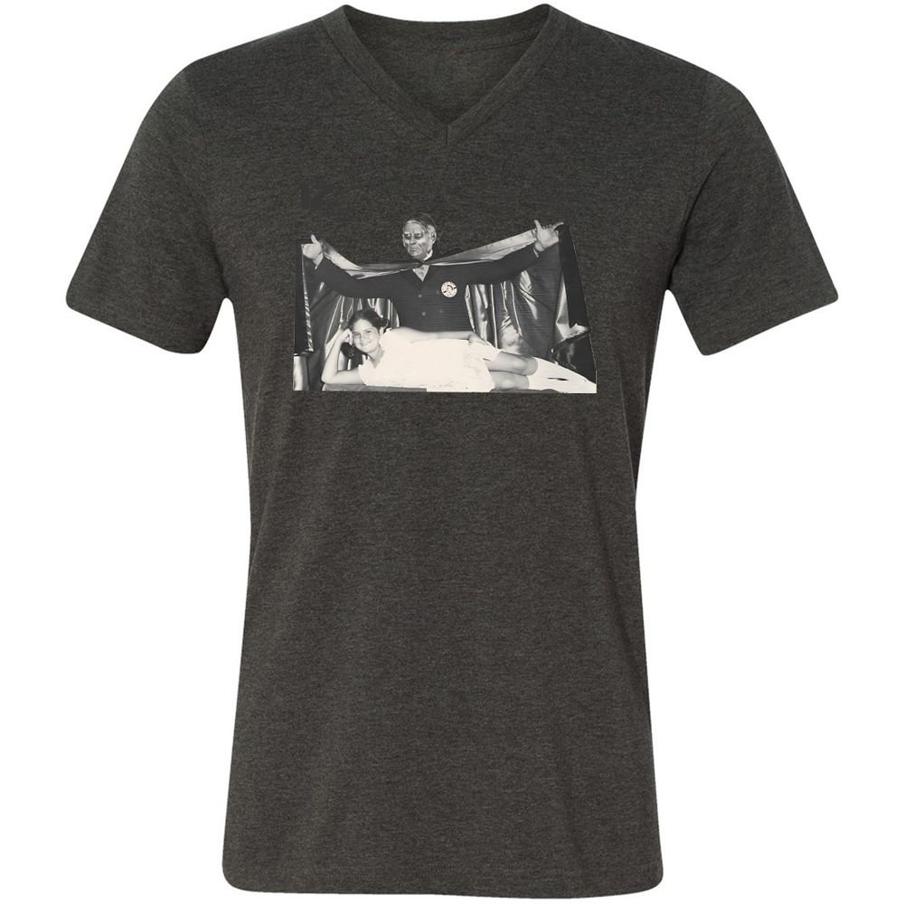 Unisex V-Neck T-Shirt - FJDKZ273 - Dark Grey Heather - 8