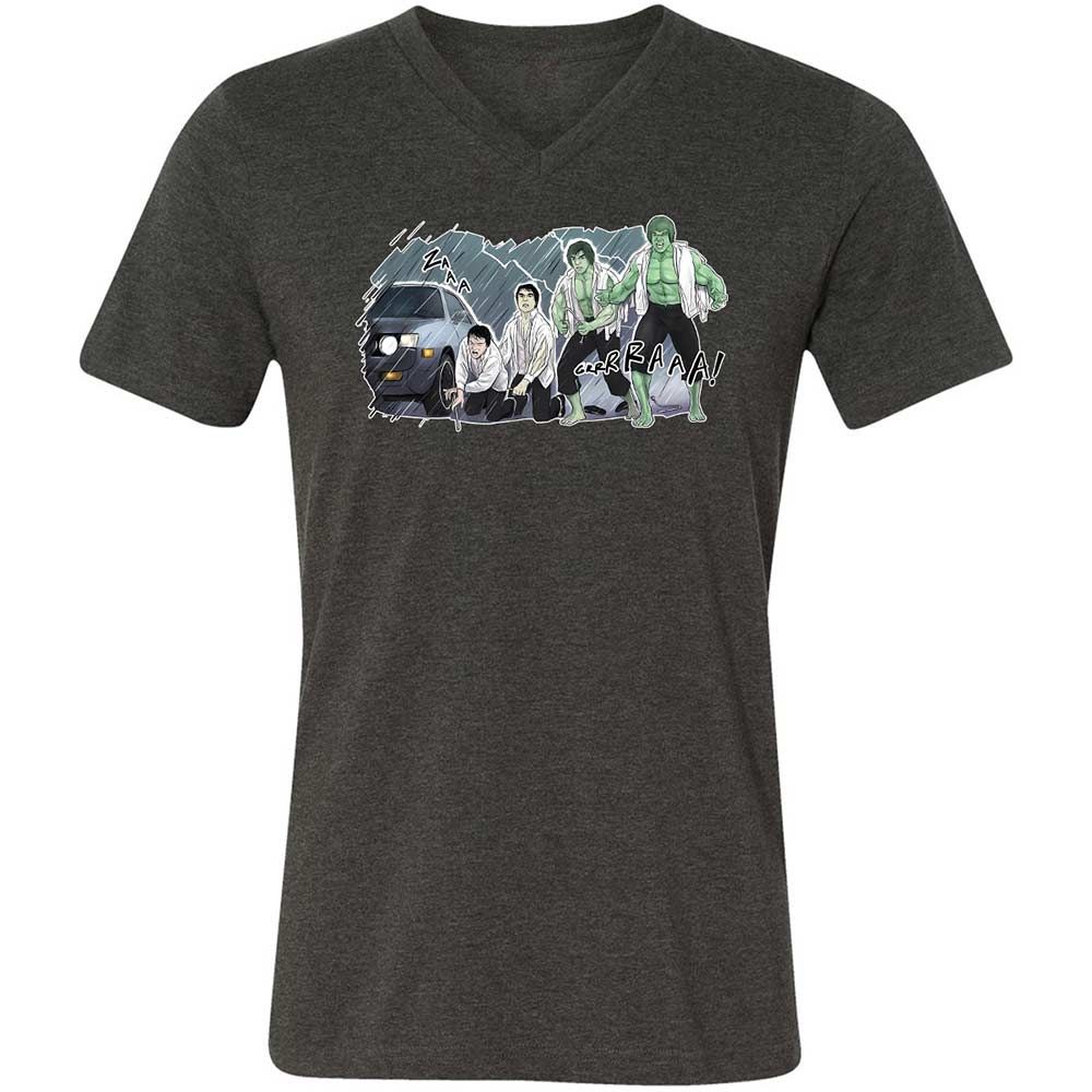Unisex V-Neck T-Shirt - 3XU1VDUN - Dark Grey Heather - 8