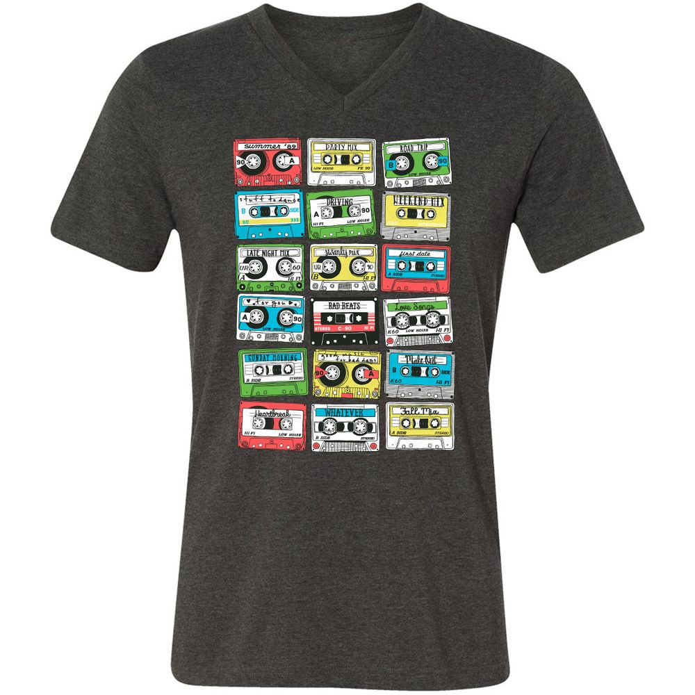 Unisex V-Neck T-Shirt - R7CGAYB4 - Dark Grey Heather - 8