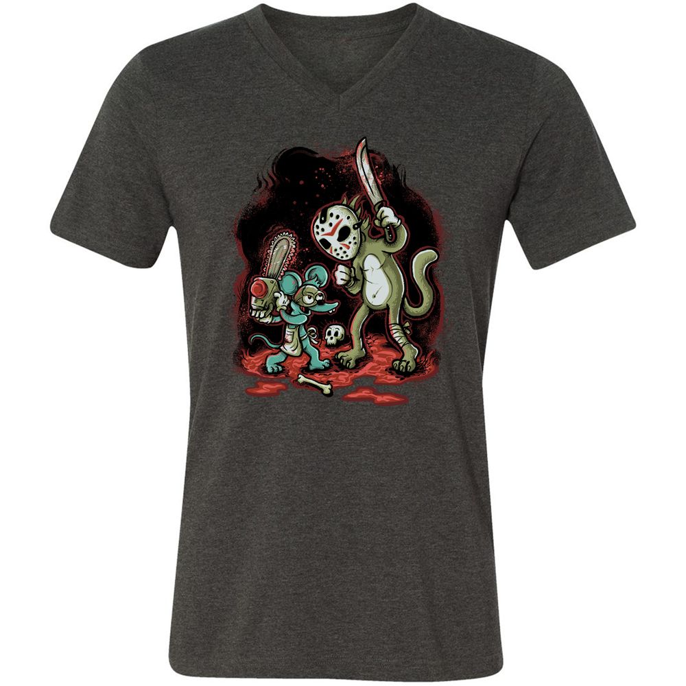 Unisex V-Neck T-Shirt - Y1M316Y4 - Dark Grey Heather - 8