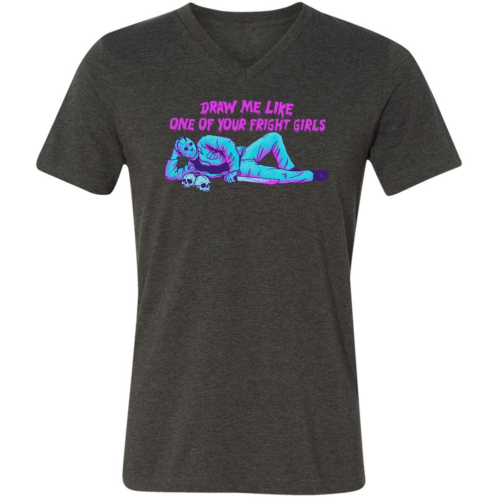 Unisex V-Neck T-Shirt - LEABE1LM - Dark Grey Heather - 8
