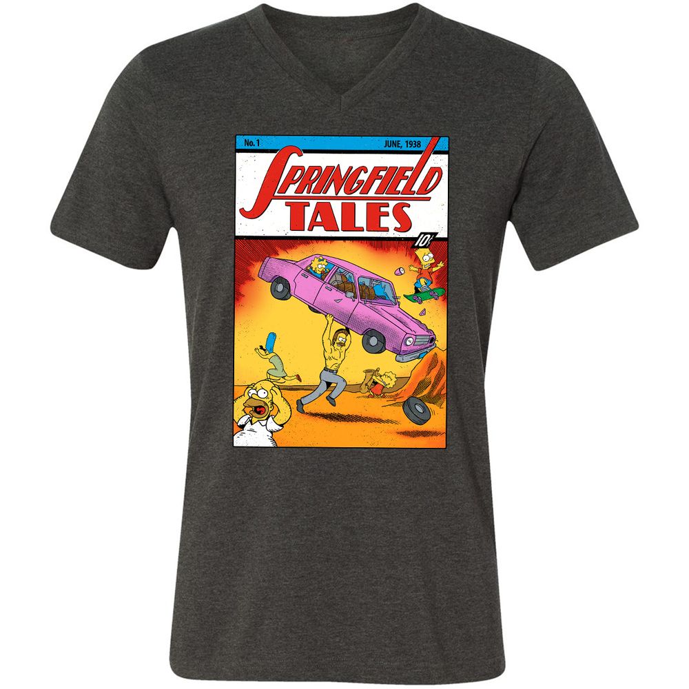 Unisex V-Neck T-Shirt - 7KMPH4NT - Dark Grey Heather - 8