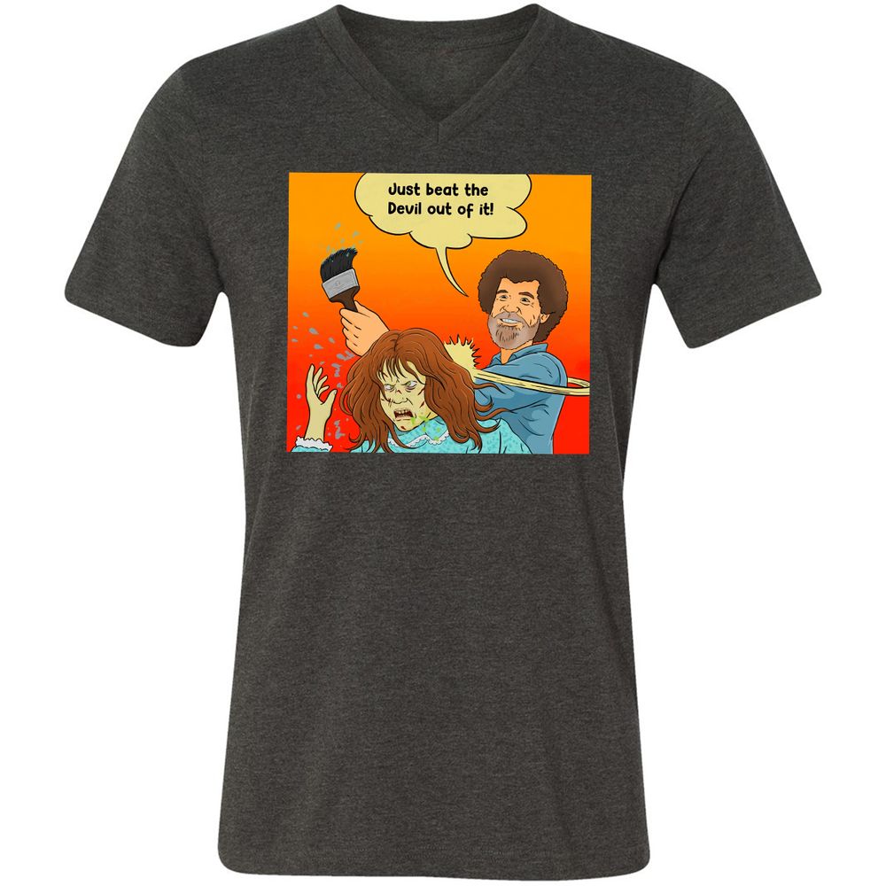 Unisex V-Neck T-Shirt - 6QLGRX9D - Dark Grey Heather - 8