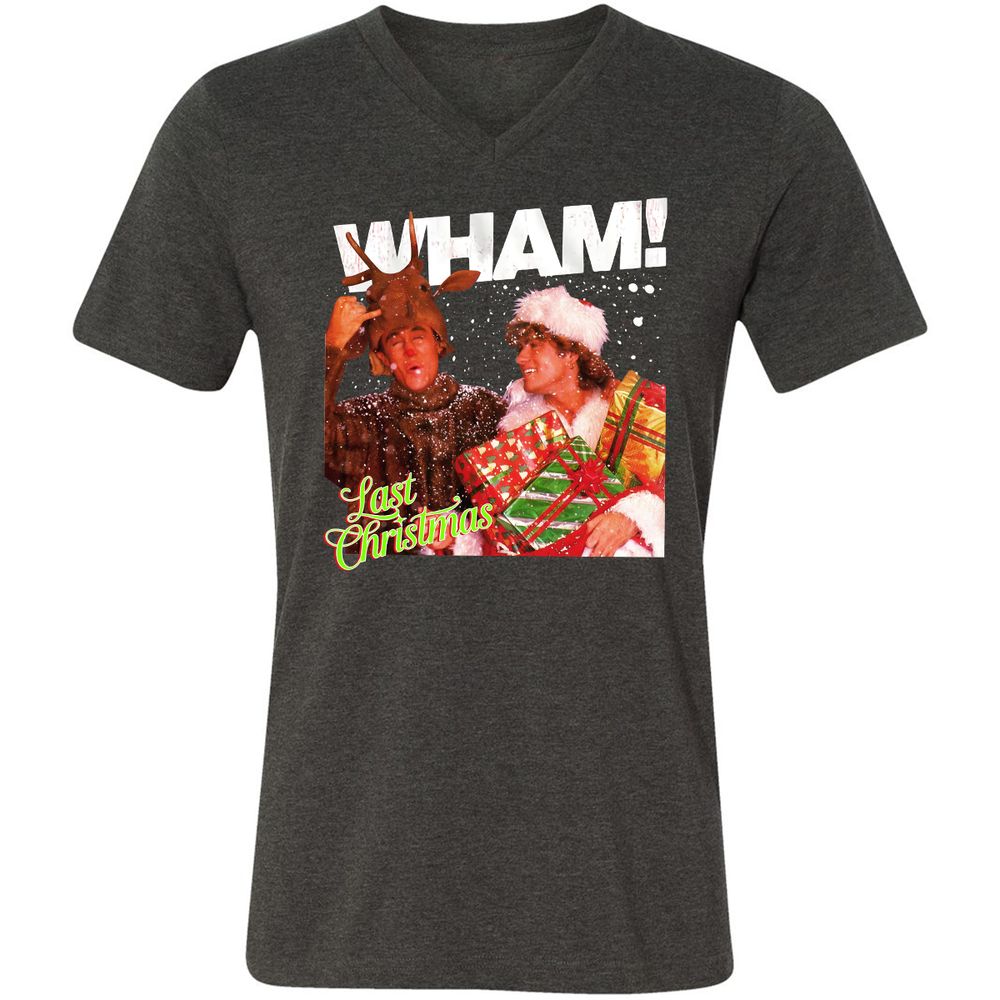 Unisex V-Neck T-Shirt - HF4KKP13 - Dark Grey Heather - 8