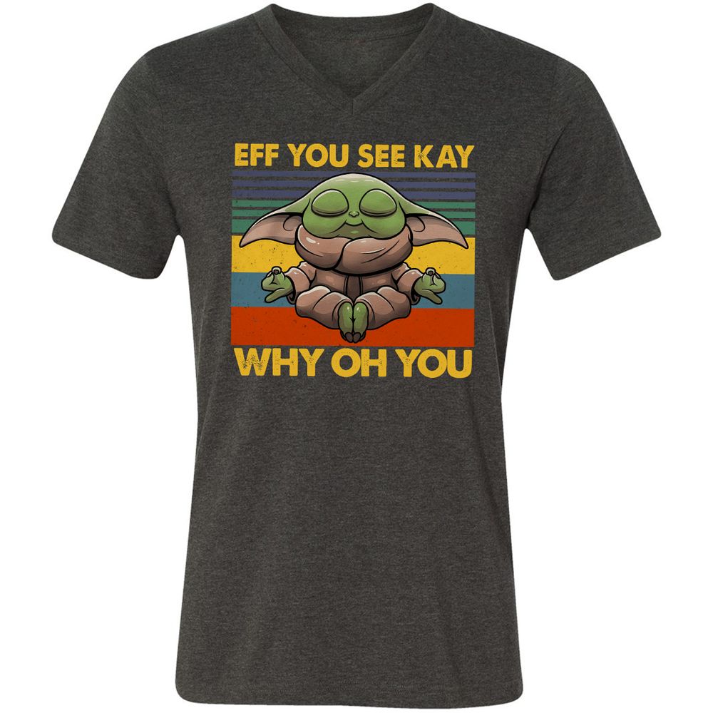Unisex V-Neck T-Shirt - 81G14EFU - Dark Grey Heather - 8