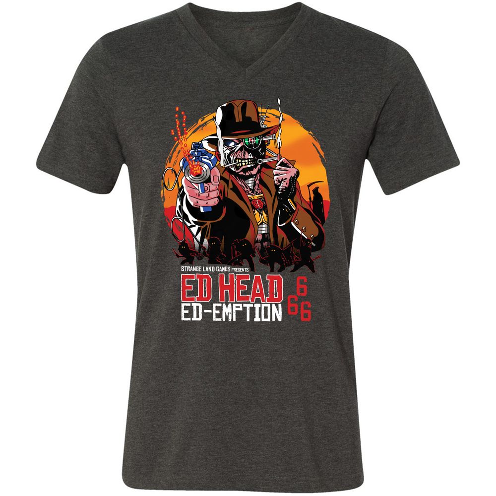 Unisex V-Neck T-Shirt - NLY45N7V - Dark Grey Heather - 8