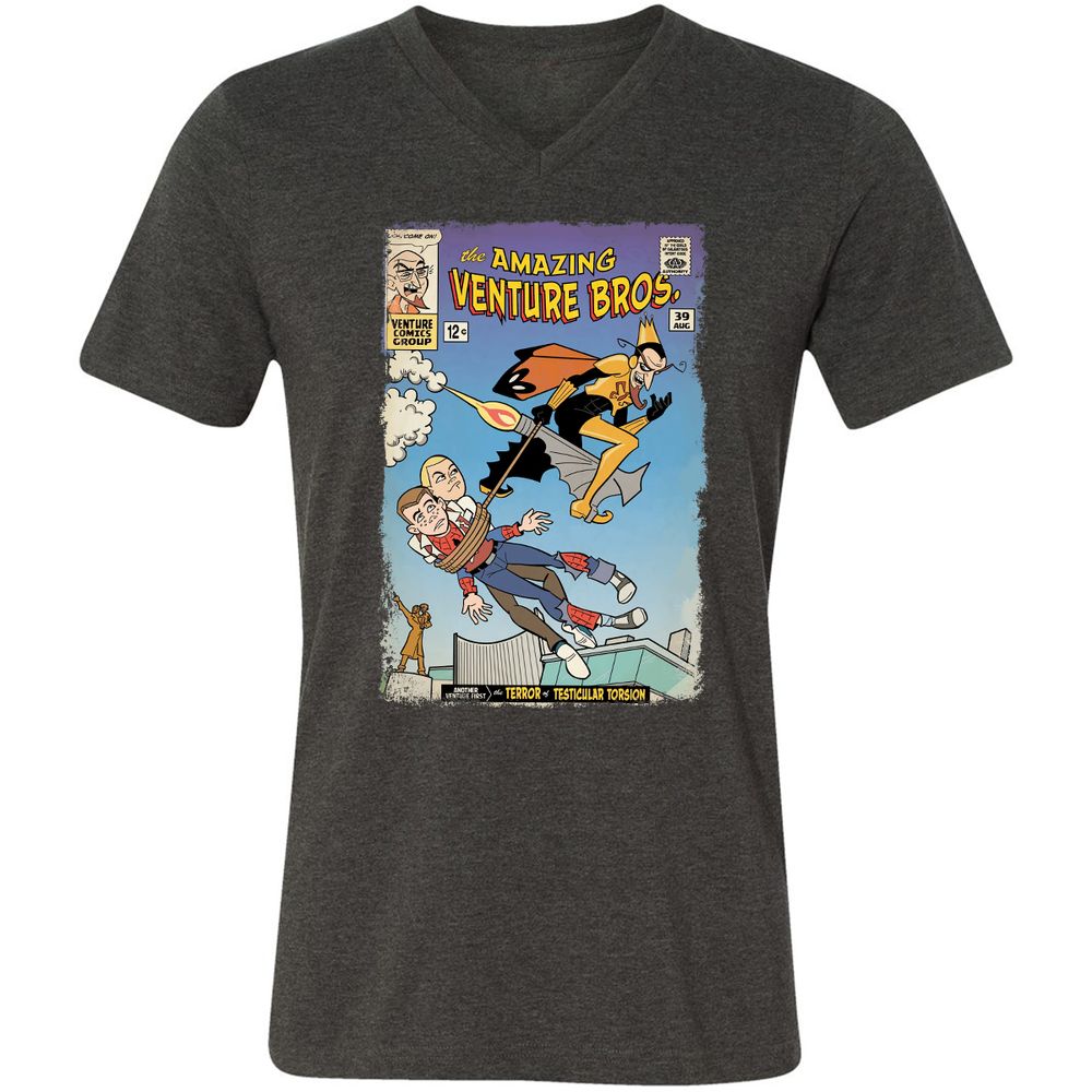 Unisex V-Neck T-Shirt - DEQQB54C - Dark Grey Heather - 8