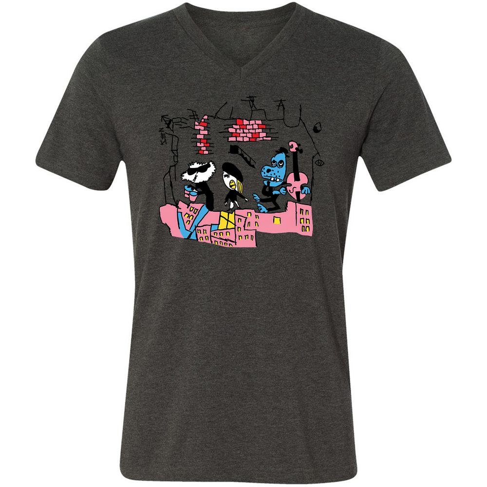 Unisex V-Neck T-Shirt - 33CYGVP8 - Dark Grey Heather - 8