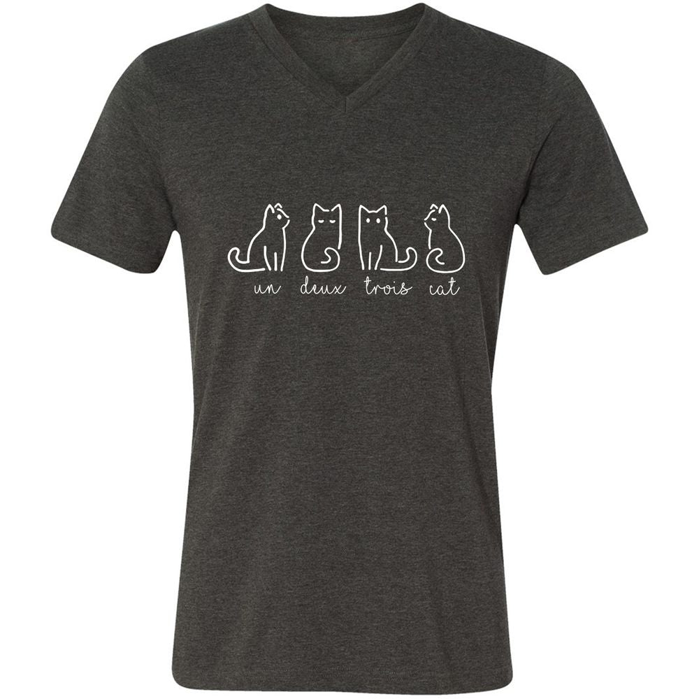 Unisex V-Neck T-Shirt - NEKCJM8H - Dark Grey Heather - 8