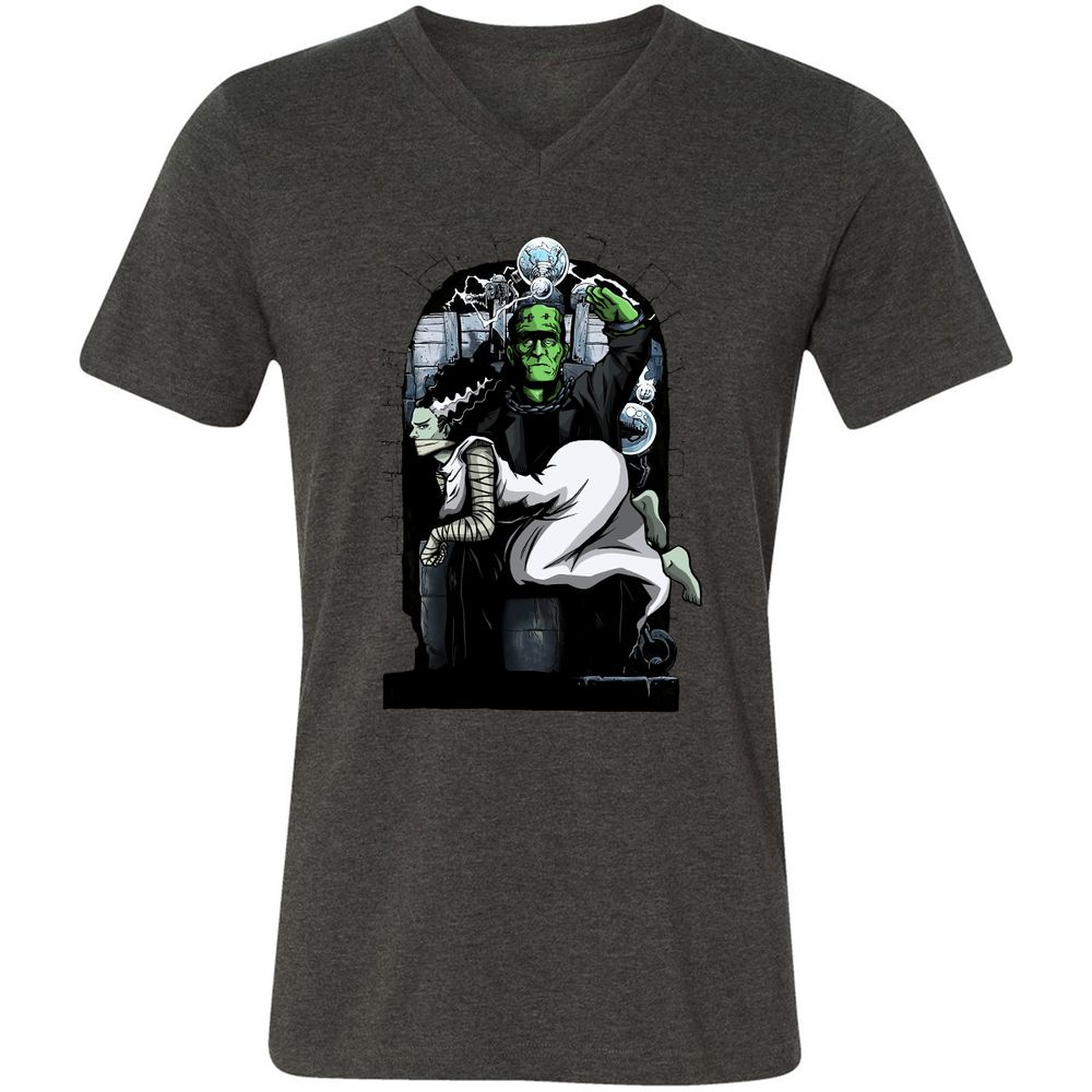 Unisex V-Neck T-Shirt - WPXDVVKU - Dark Grey Heather - 8