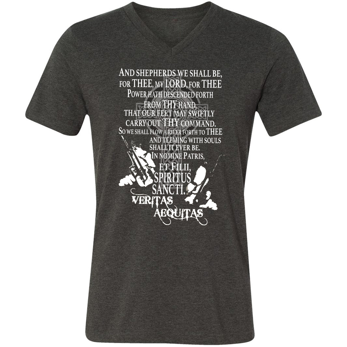 Unisex V-Neck T-Shirt - CAW5WKM2 - Dark Grey Heather - 8