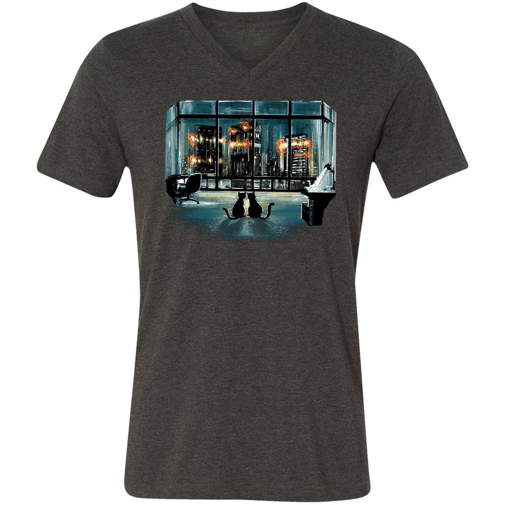 Unisex V-Neck T-Shirt - F5KD8V1S - Dark Grey Heather - 8