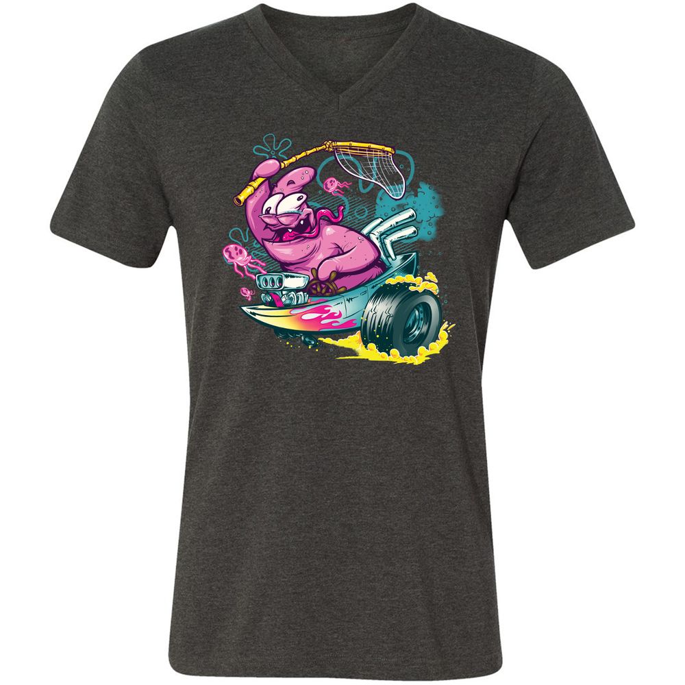 Unisex V-Neck T-Shirt - E4Q1GJP5 - Dark Grey Heather - 8