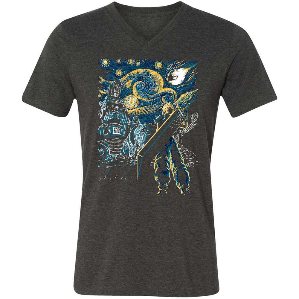 Unisex V-Neck T-Shirt - KHKSH84N - Dark Grey Heather - 8