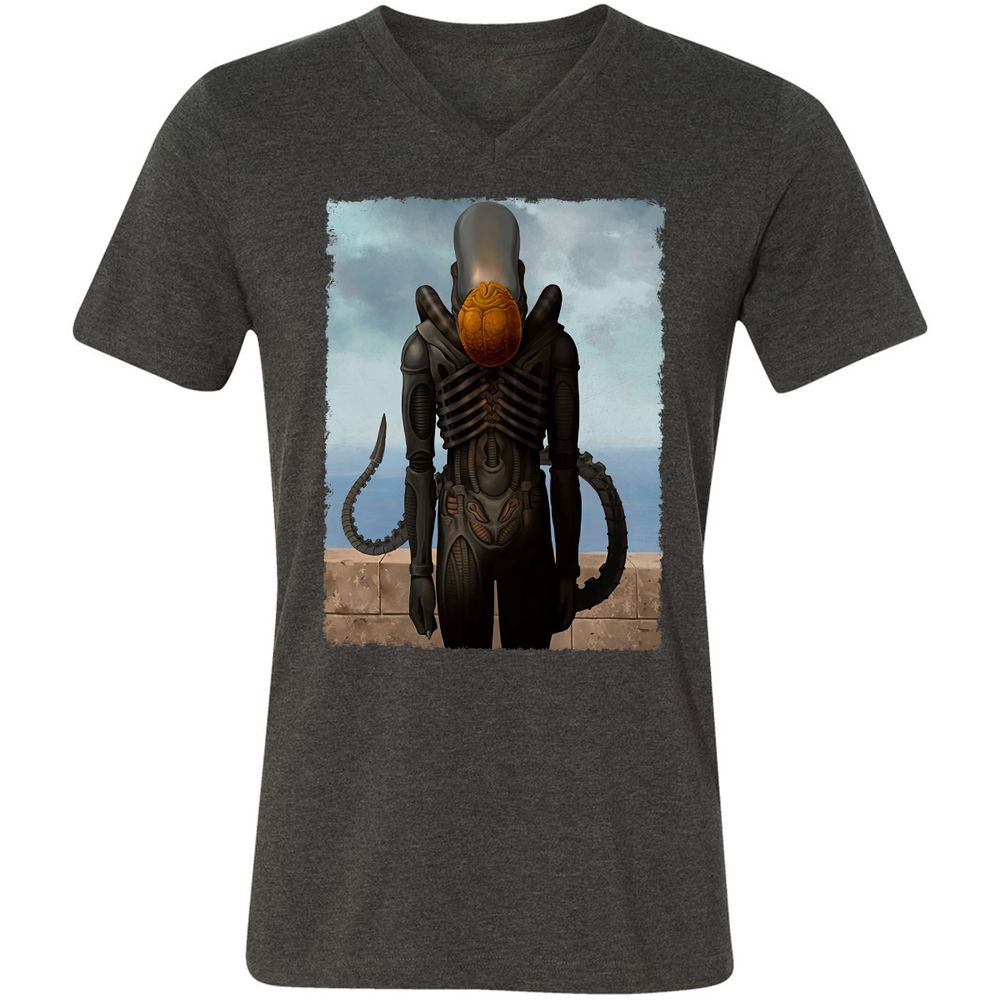 Unisex V-Neck T-Shirt - 46B89TEU - Dark Grey Heather - 8