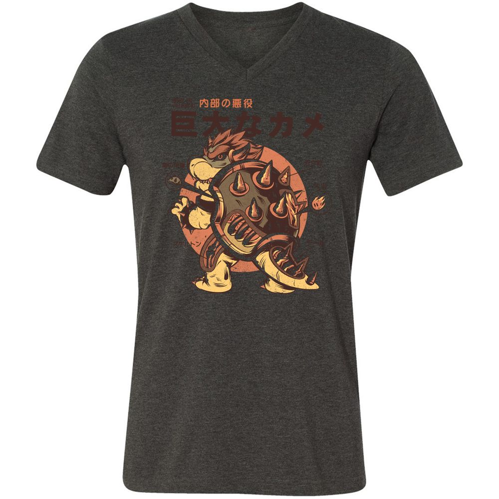 Unisex V-Neck T-Shirt - XJPUBABX - Dark Grey Heather - 8