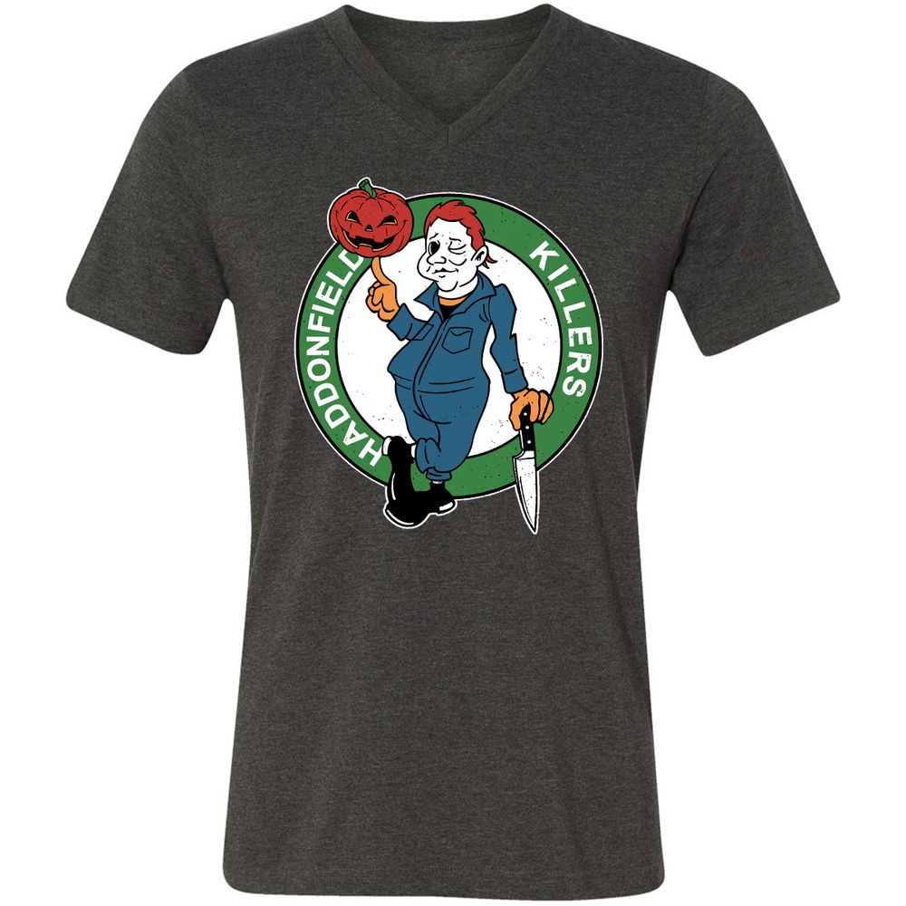 Unisex V-Neck T-Shirt - 4STAE2JW - Dark Grey Heather - 8