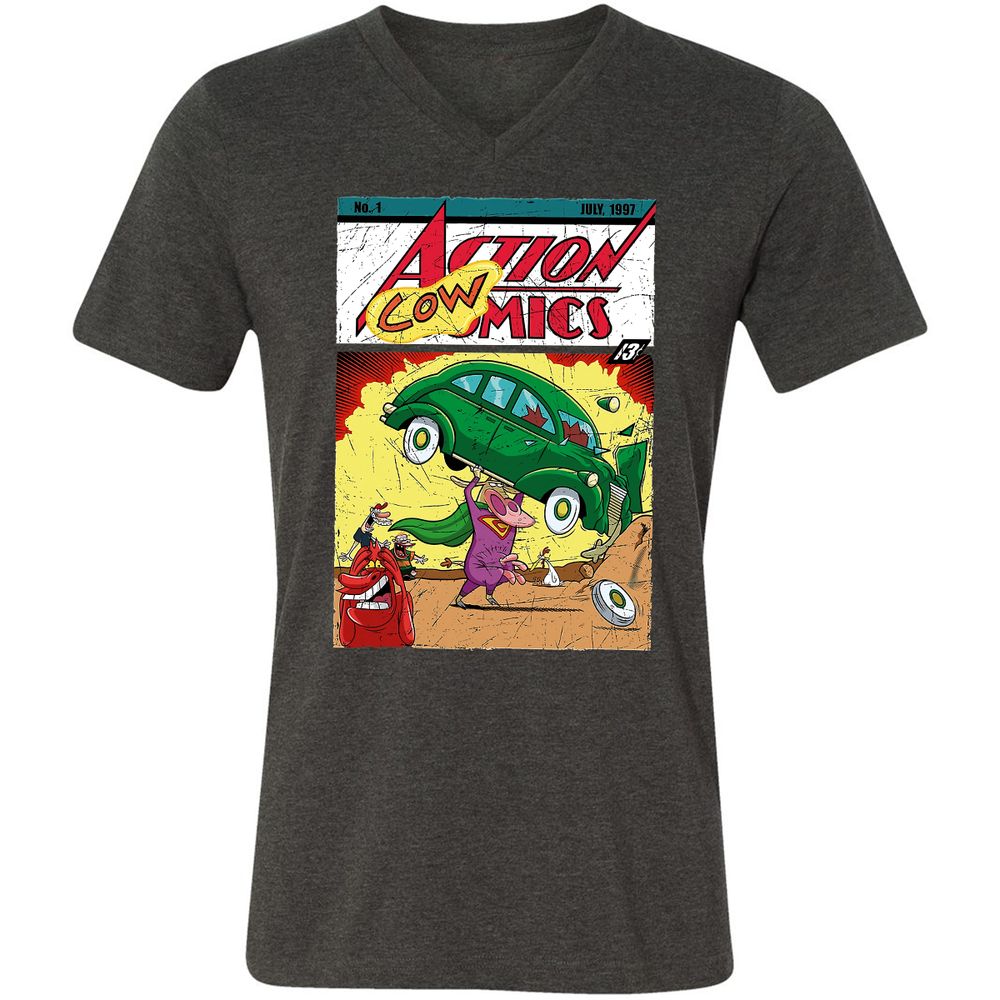 Unisex V-Neck T-Shirt - B6DDSGGC - Dark Grey Heather - 8