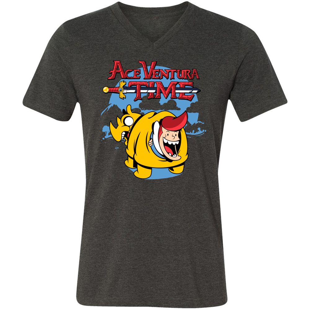 Unisex V-Neck T-Shirt - 4QXXE54P - Dark Grey Heather - 8