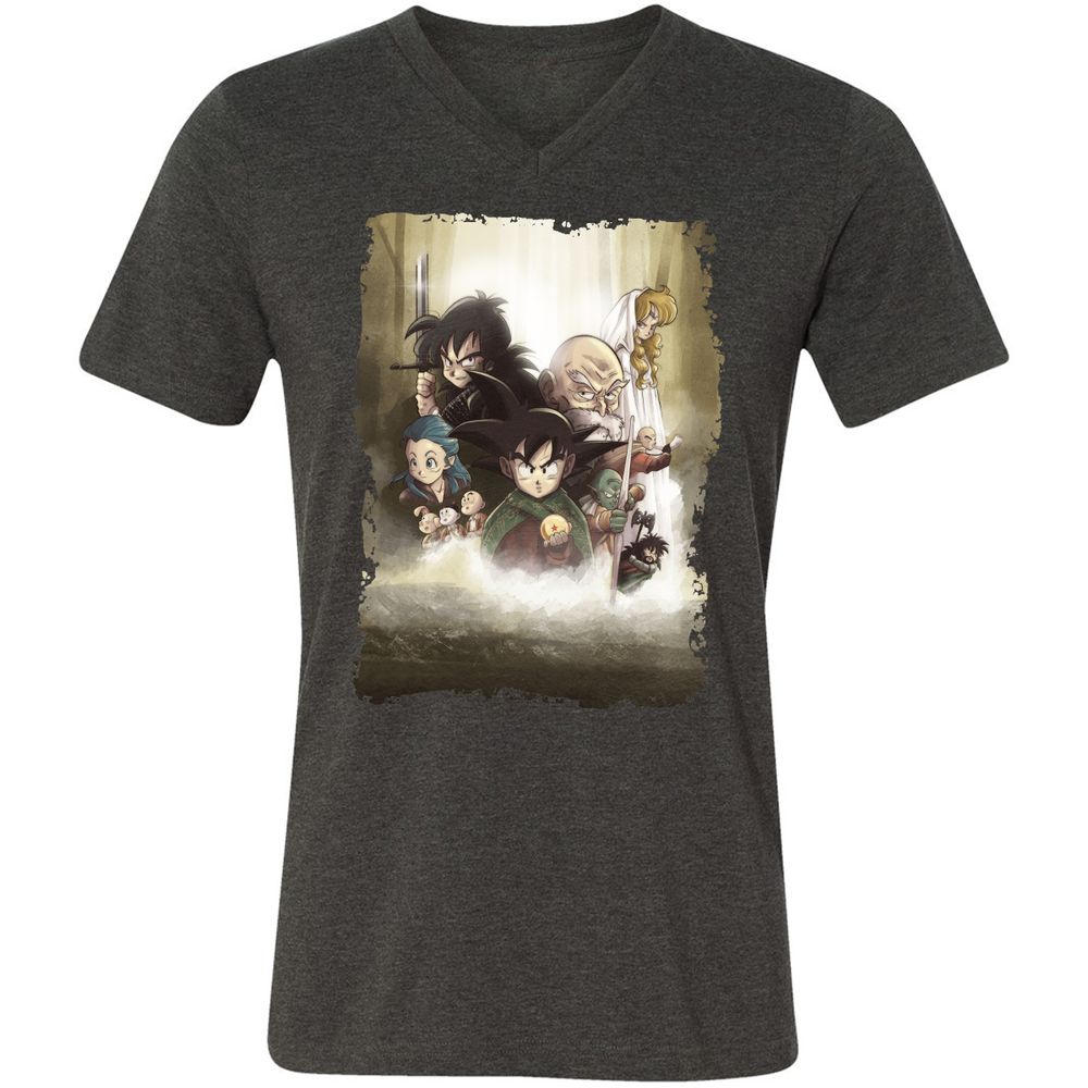 Unisex V-Neck T-Shirt - ZNUUR6J7 - Dark Grey Heather - 8