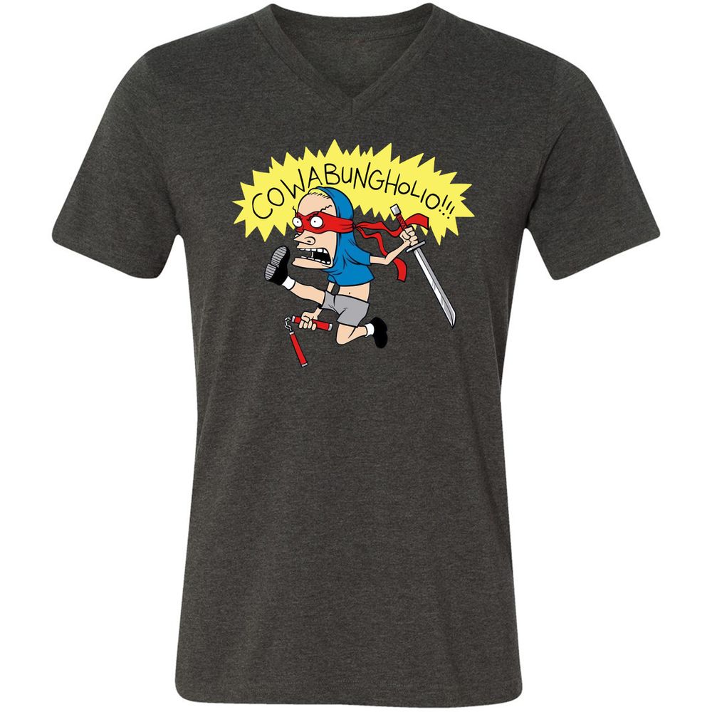 Unisex V-Neck T-Shirt - NJ2AJSK4 - Dark Grey Heather - 8