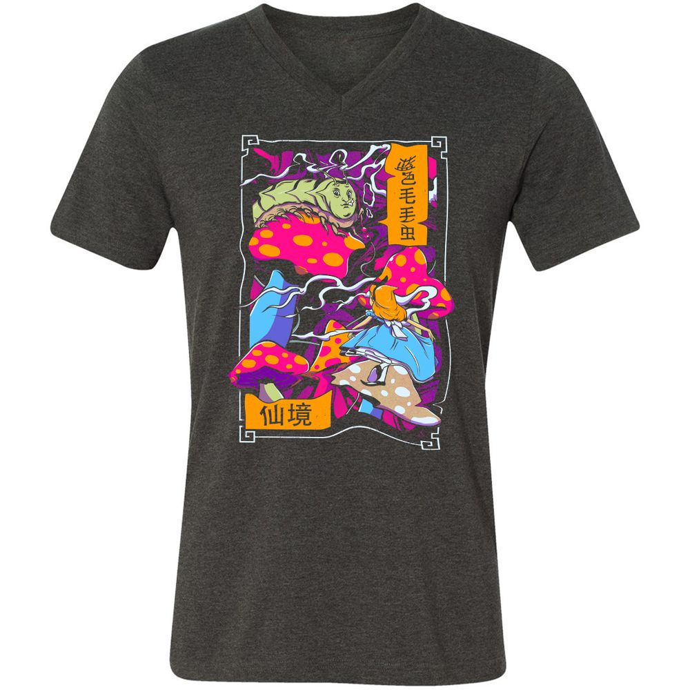 Unisex V-Neck T-Shirt - 3CE1Q7VT - Dark Grey Heather - 8