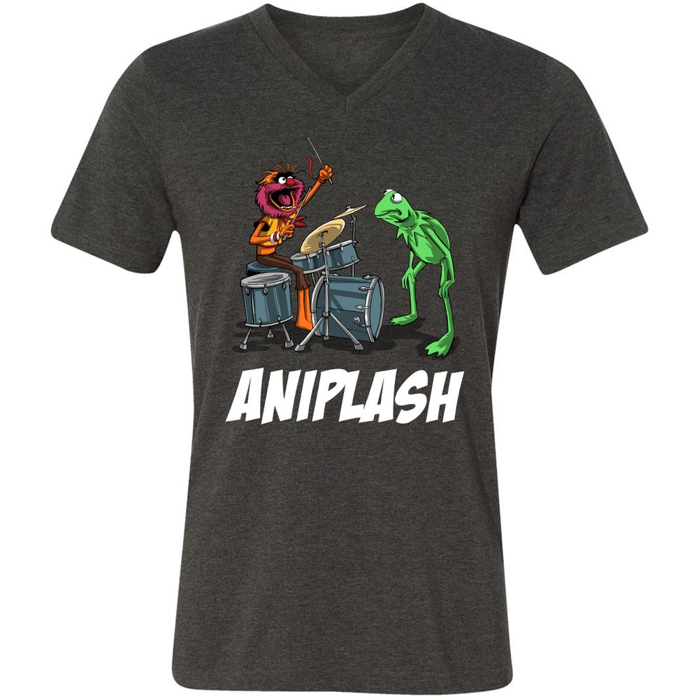 Unisex V-Neck T-Shirt - T6JSM8SV - Dark Grey Heather - 8