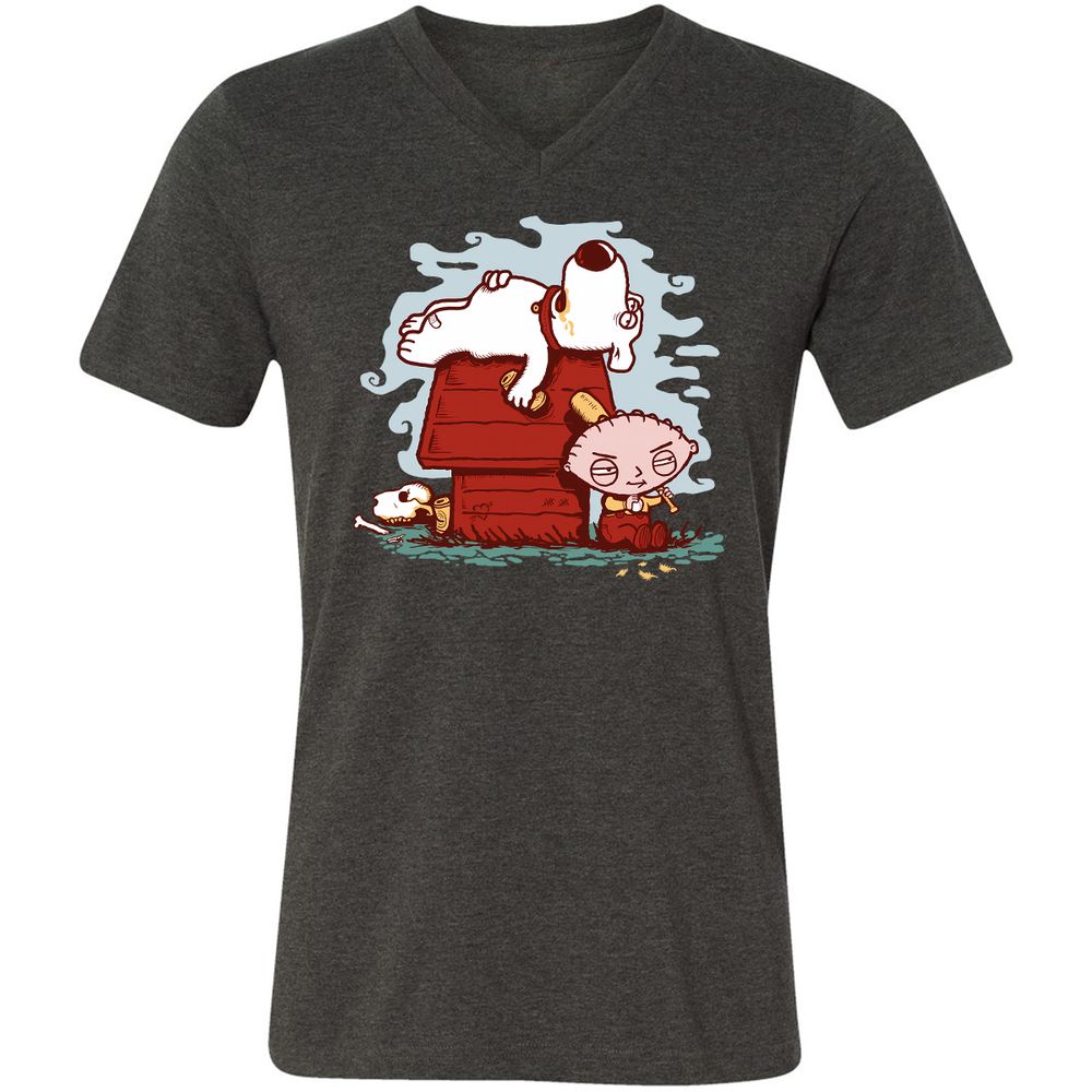 Unisex V-Neck T-Shirt - DE8JU9S1 - Dark Grey Heather - 8