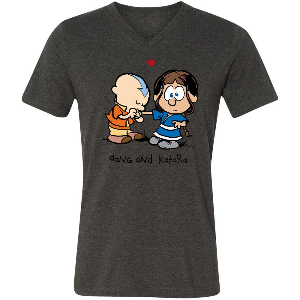 Unisex V-Neck T-Shirt - 3PAZE596 - Dark Grey Heather - 8