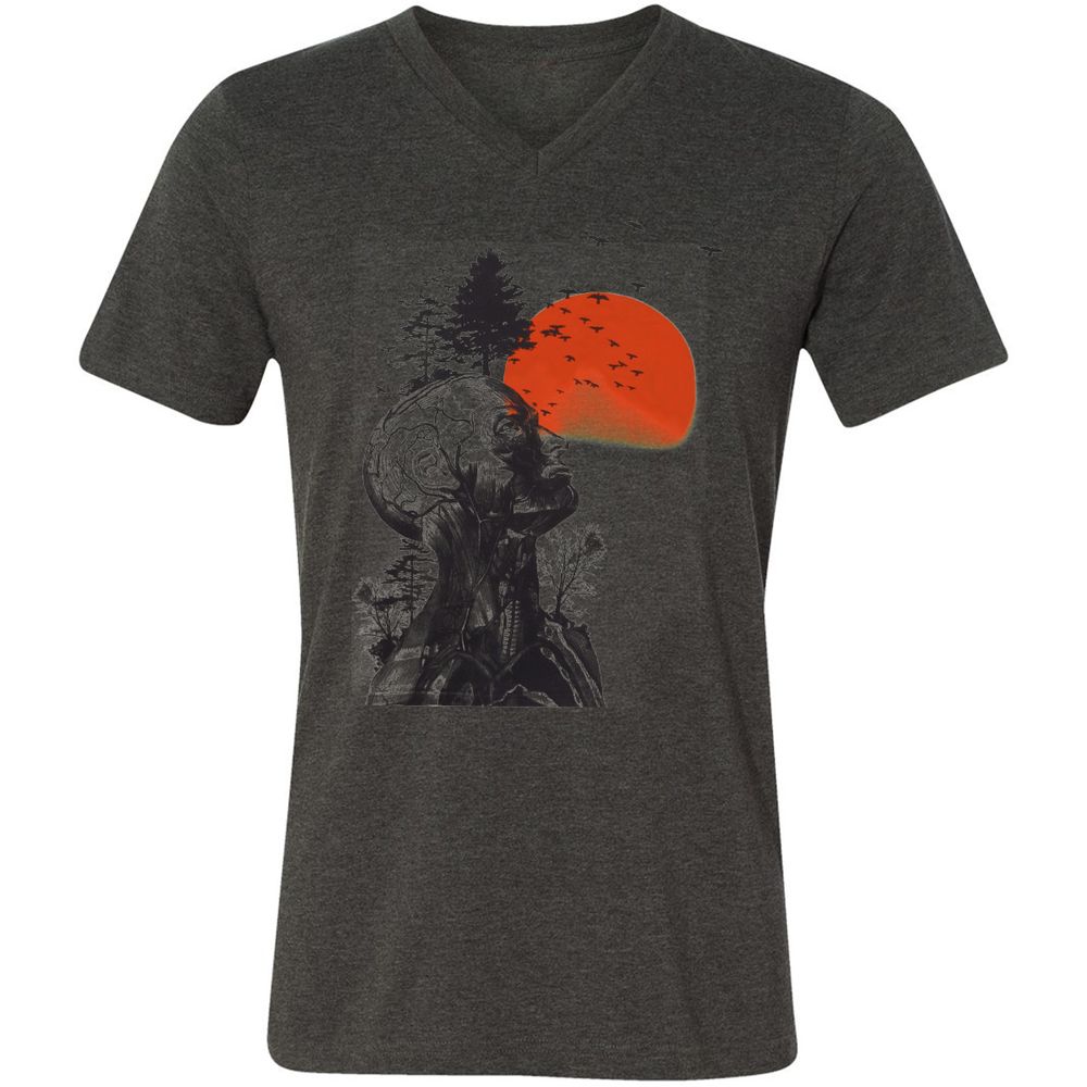 Unisex V-Neck T-Shirt - 373XTDCV - Dark Grey Heather - 8
