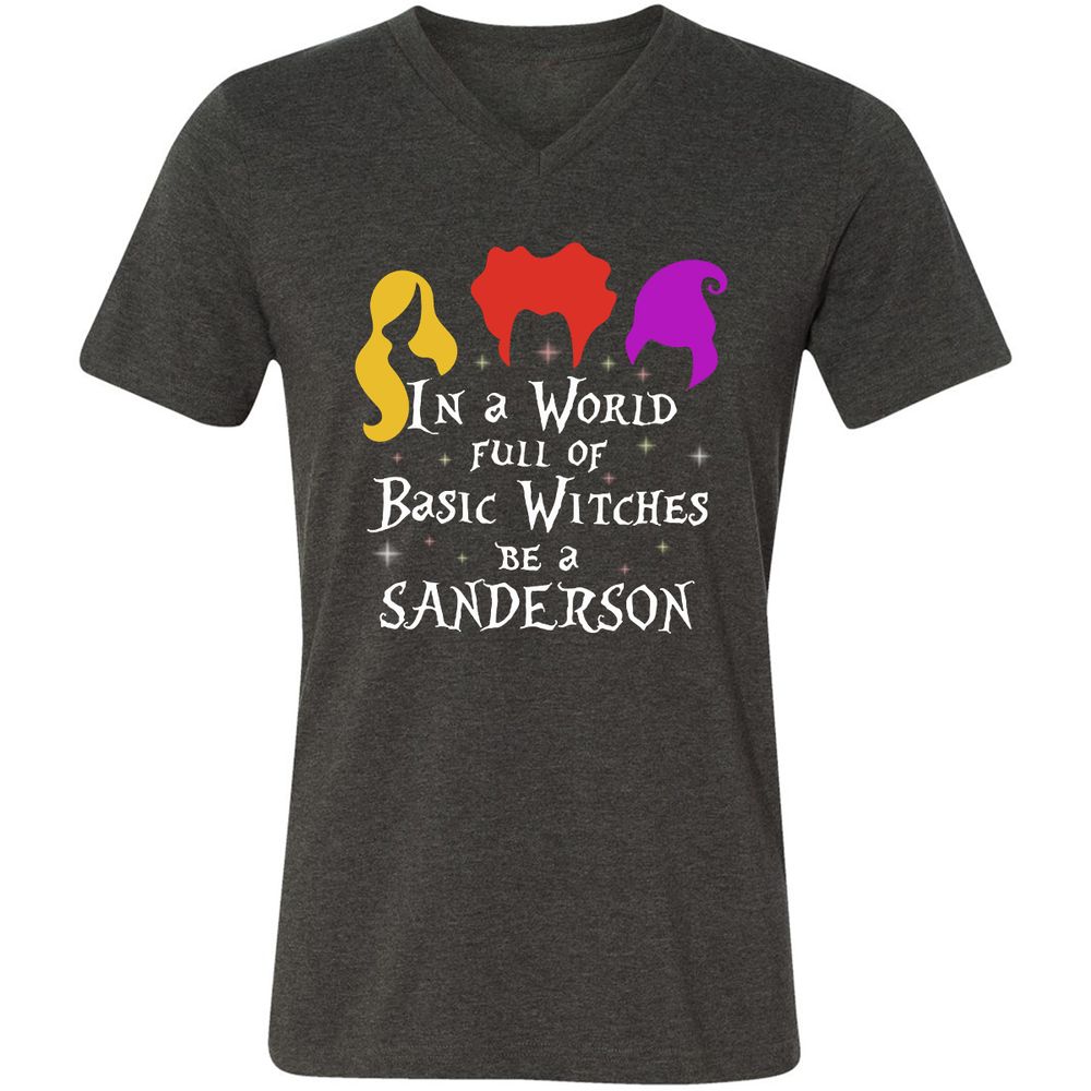 Unisex V-Neck T-Shirt - HUSEQHXB - Dark Grey Heather - 8