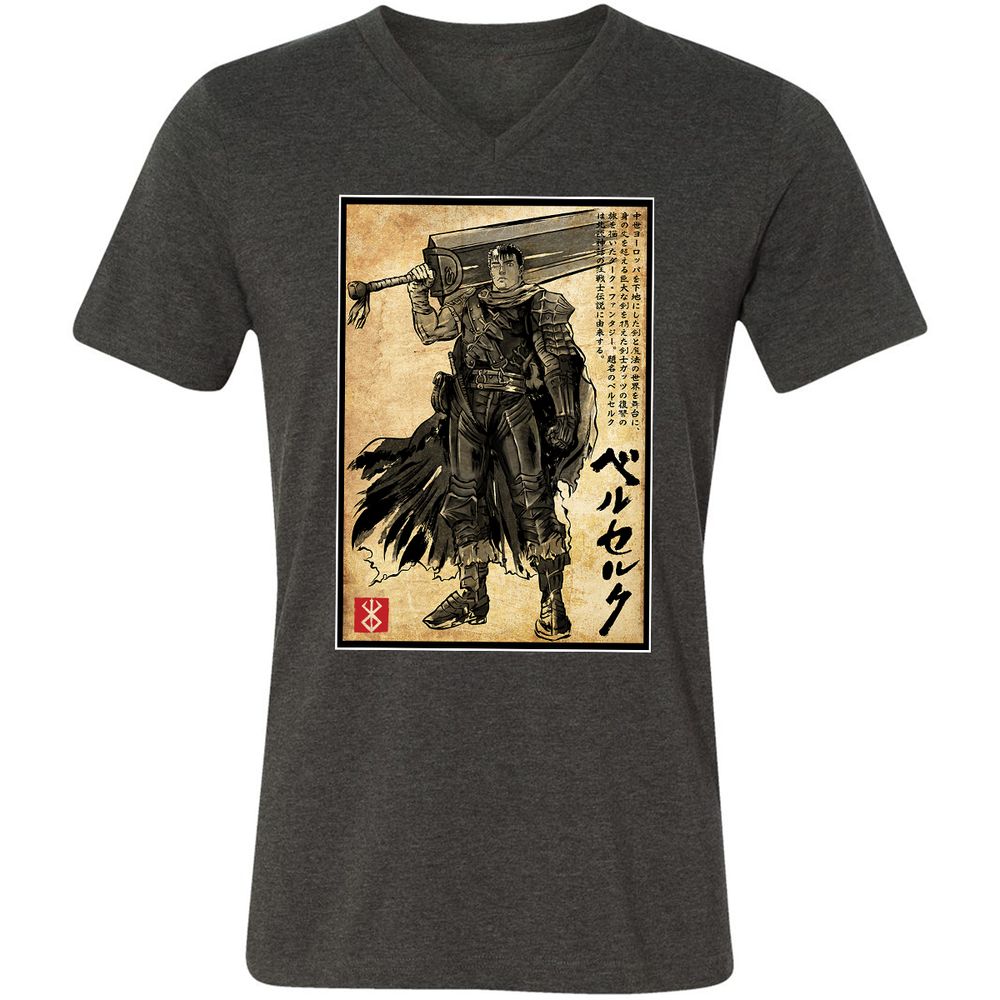 Unisex V-Neck T-Shirt - 6V9UDS5Q - Dark Grey Heather - 8