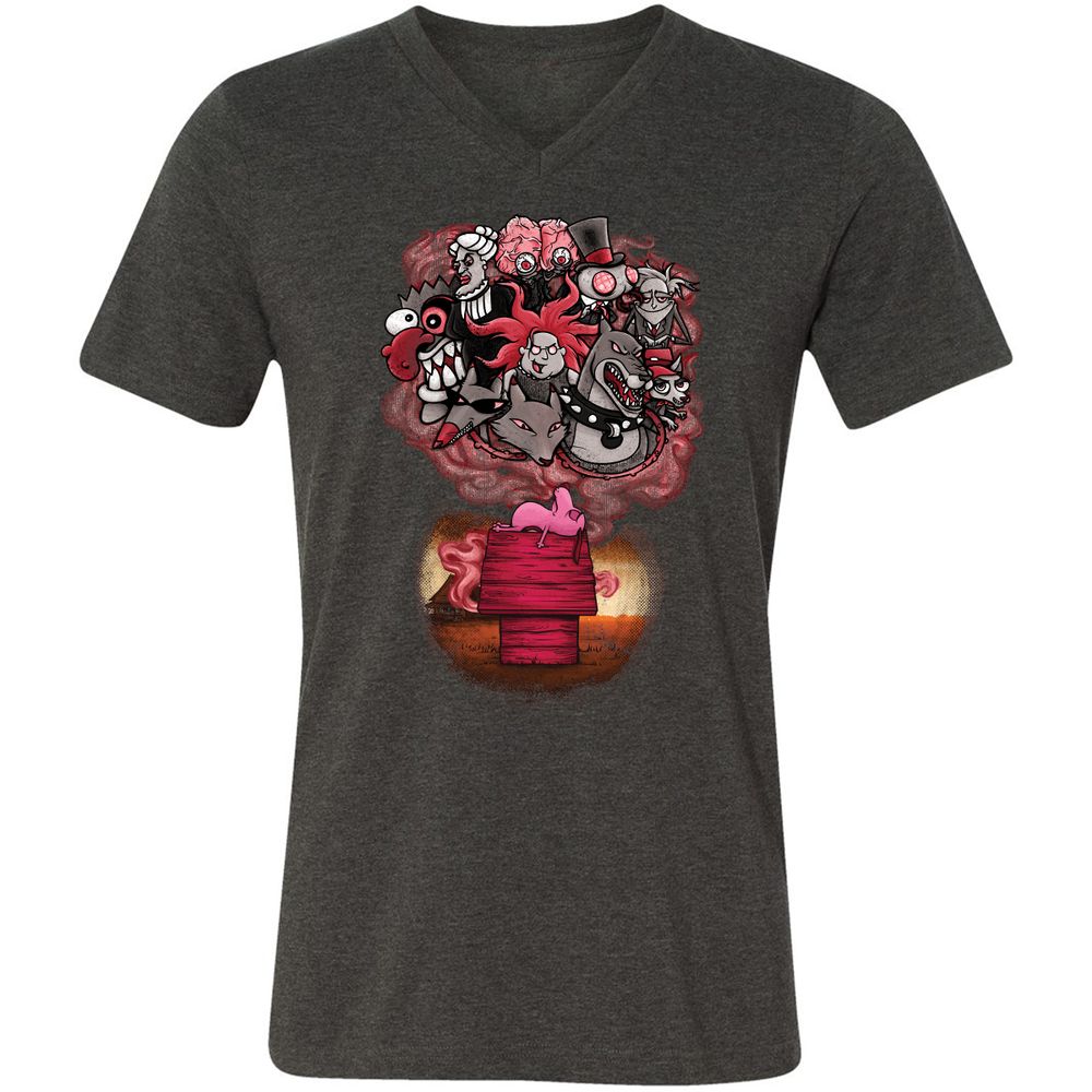 Unisex V-Neck T-Shirt - 7XVA3XHJ - Dark Grey Heather - 8