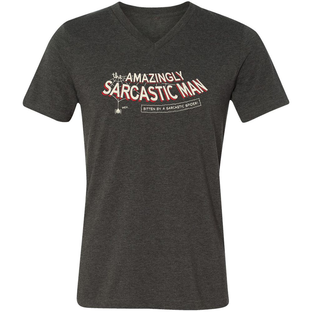 Unisex V-Neck T-Shirt - W4E8QJEJ - Dark Grey Heather - 8