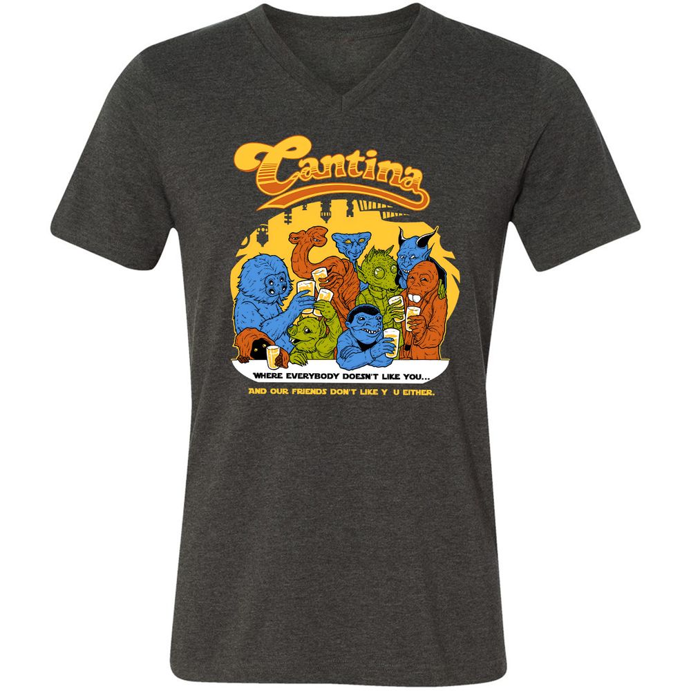 Unisex V-Neck T-Shirt - 1UCVQ2JX - Dark Grey Heather - 8