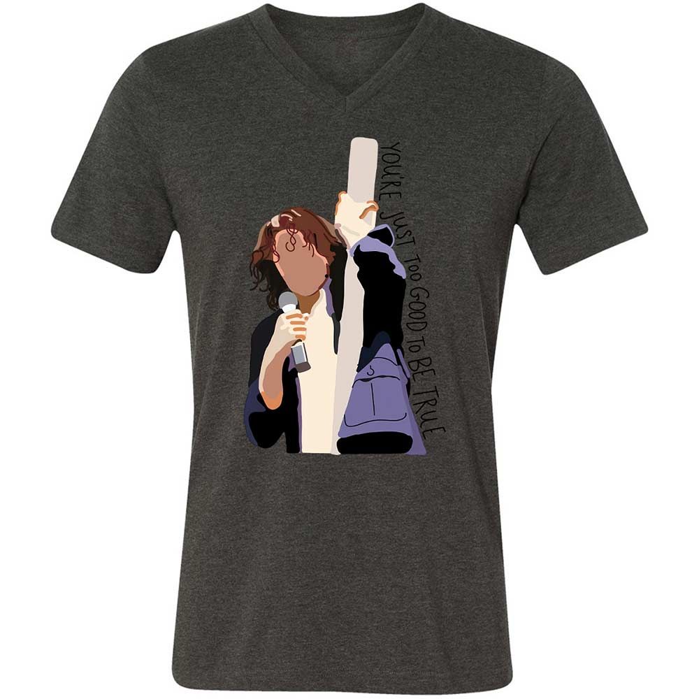 Unisex V-Neck T-Shirt - G9K2V2PQ - Dark Grey Heather - 8