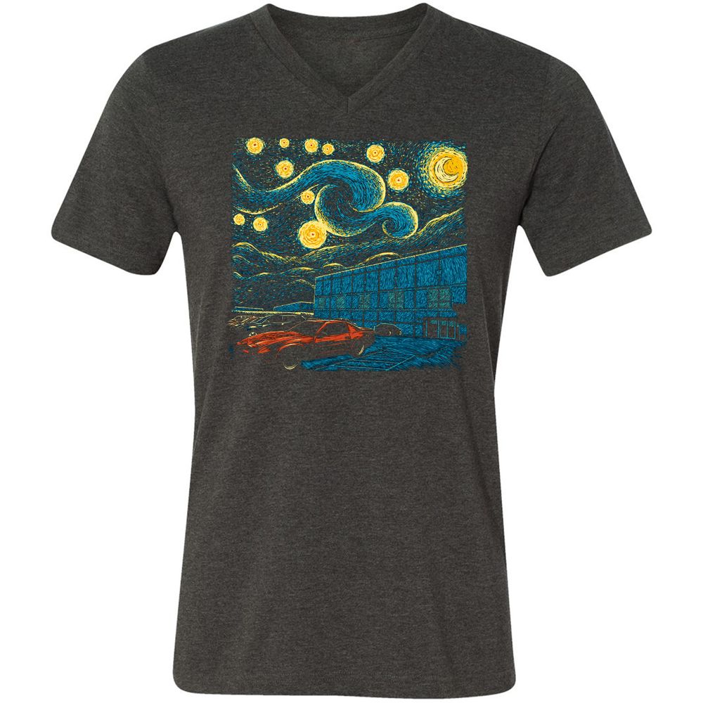 Unisex V-Neck T-Shirt - DWJ2SALT - Dark Grey Heather - 8