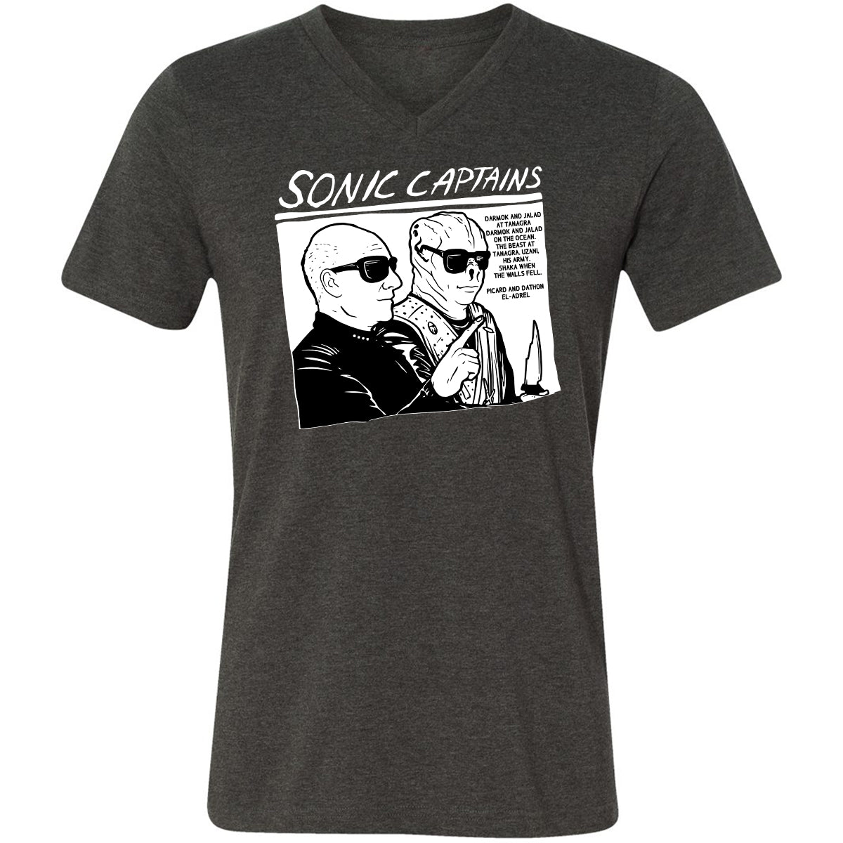 Unisex V-Neck T-Shirt - 89MD243Z - Dark Grey Heather - 8