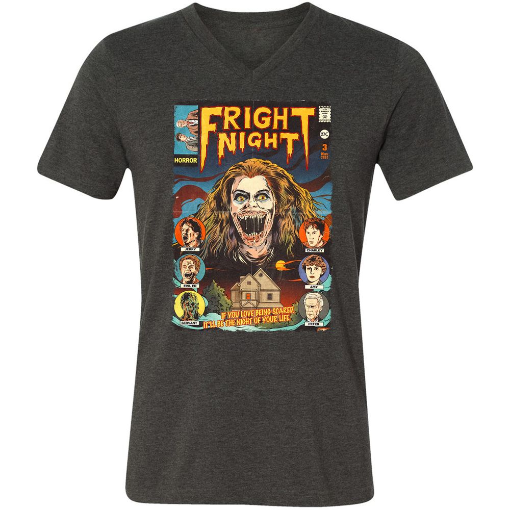 Unisex V-Neck T-Shirt - KL9EXPTB - Dark Grey Heather - 8