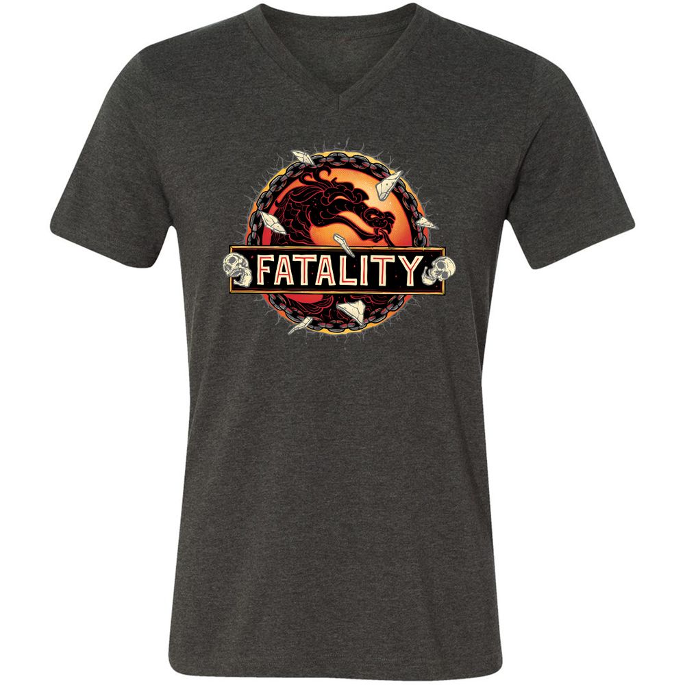 Unisex V-Neck T-Shirt - 4S9BQ194 - Dark Grey Heather - 8