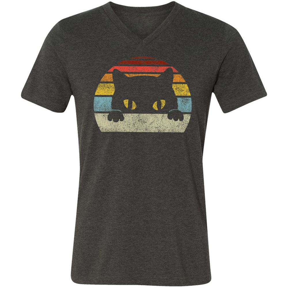 Unisex V-Neck T-Shirt - 8424QMBJ - Dark Grey Heather - 8