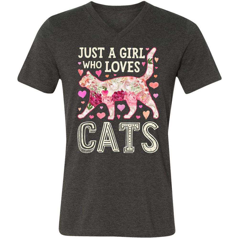 Unisex V-Neck T-Shirt - 7789KAG9 - Dark Grey Heather - 8