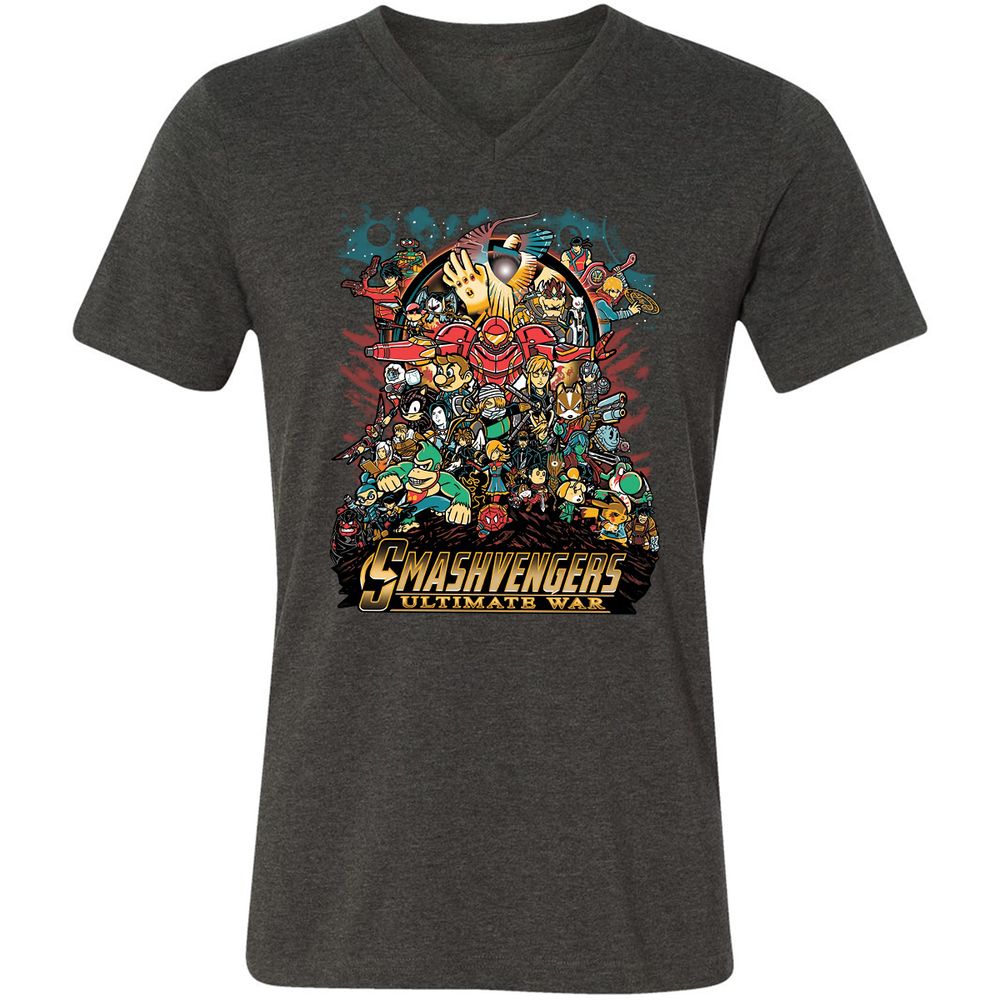 Unisex V-Neck T-Shirt - M4LCAVR5 - Dark Grey Heather - 8