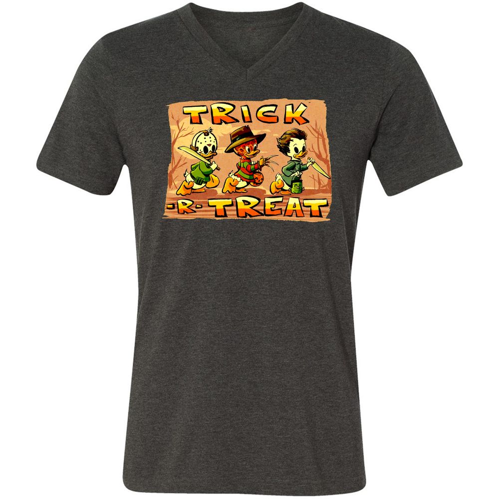 Unisex V-Neck T-Shirt - QVYT115R - Dark Grey Heather - 8