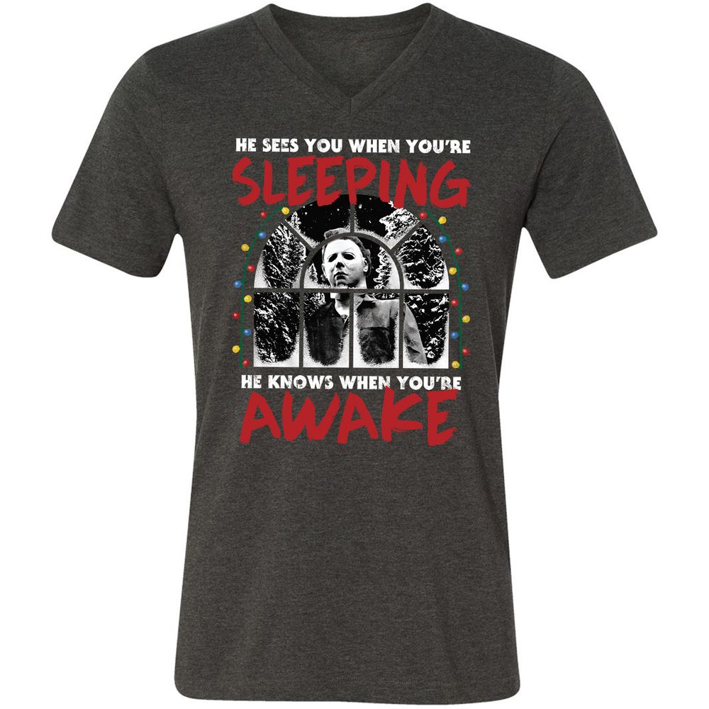 Unisex V-Neck T-Shirt - PCDG6MLP - Dark Grey Heather - 8