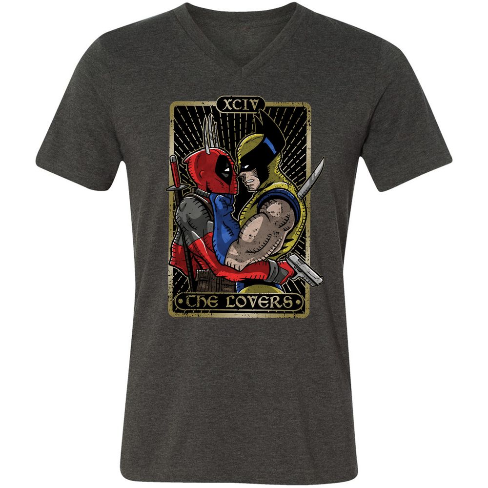 Unisex V-Neck T-Shirt - 7Q3JFNUZ - Dark Grey Heather - 8