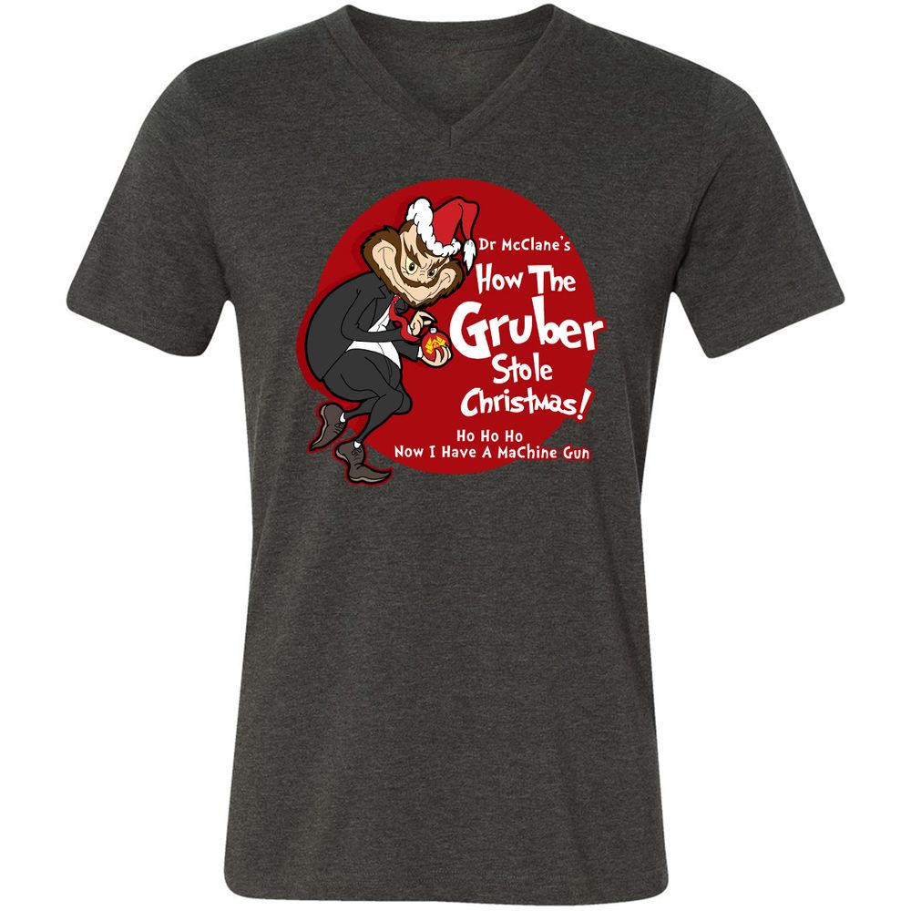 Unisex V-Neck T-Shirt - AYELBFHA - Dark Grey Heather - 8