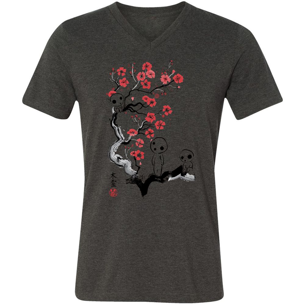 Unisex V-Neck T-Shirt - EQW956J3 - Dark Grey Heather - 8